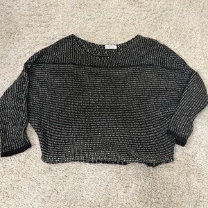 Velvet Black & White Cropped Knit Sweater